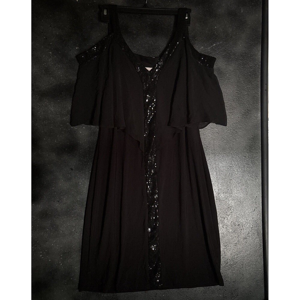 Black Layer DRESS SIZE 14 Party Formal Cocktail Event Black Sequin Summer